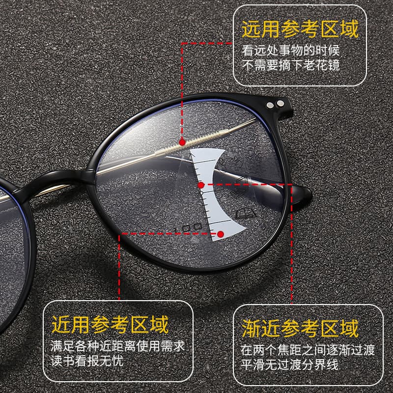 多焦点老花镜 远近两用防蓝光