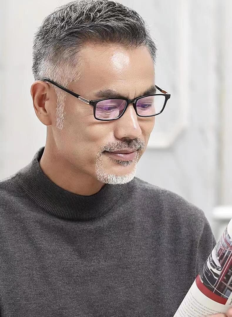 黑框方框老花镜 防蓝光