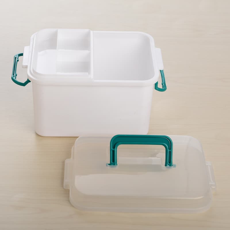 双层塑料药箱 带盖收纳箱