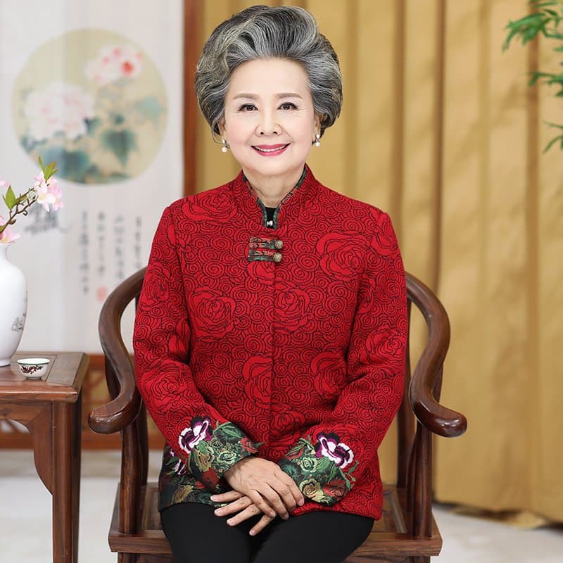 中老年女士唐装外套 立领盘扣