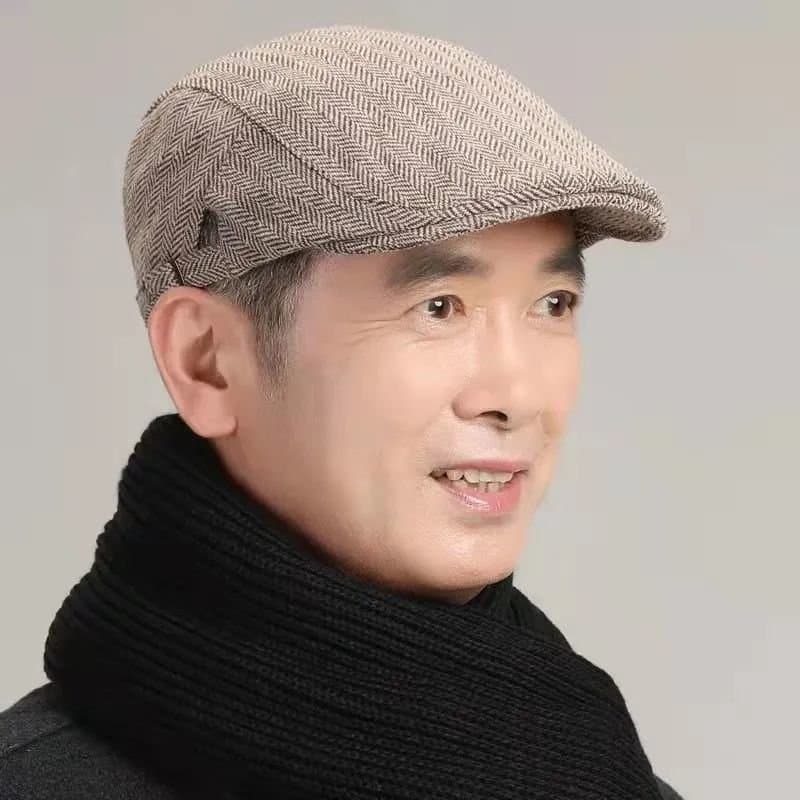 老人平顶帽 春秋保暖贝雷帽