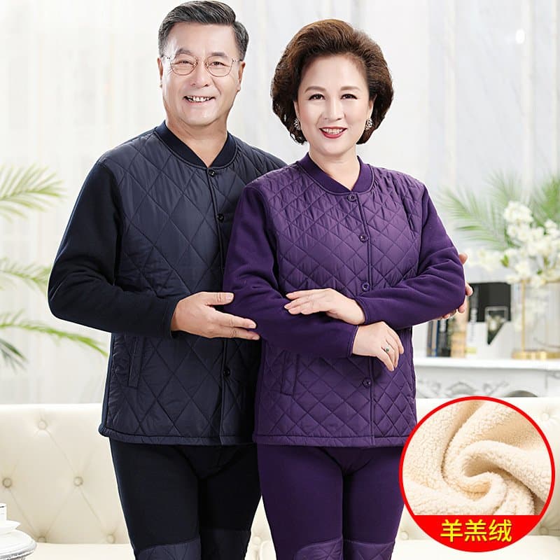 中老年保暖内衣套装 加绒加厚