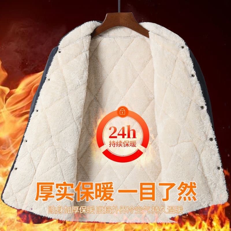 老年男士加绒棉袄 保暖立领