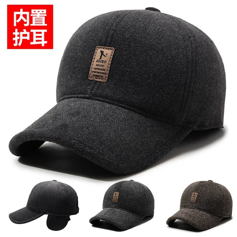 中老年男士加绒保暖棒球帽 护耳