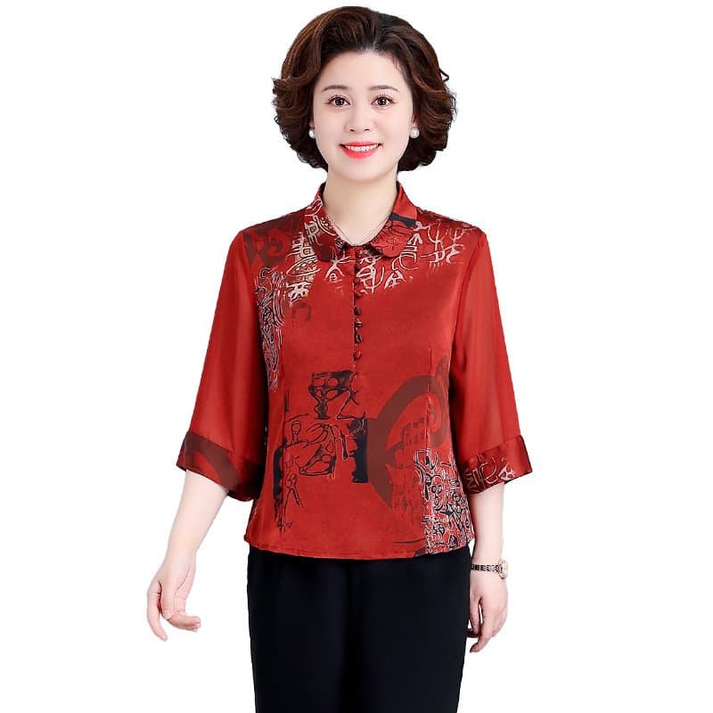 妈妈夏季七分袖上衣 可选套装