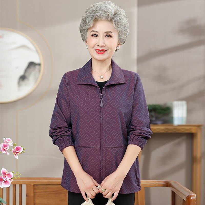 中老年女士拉链夹克外套 宽松春秋款