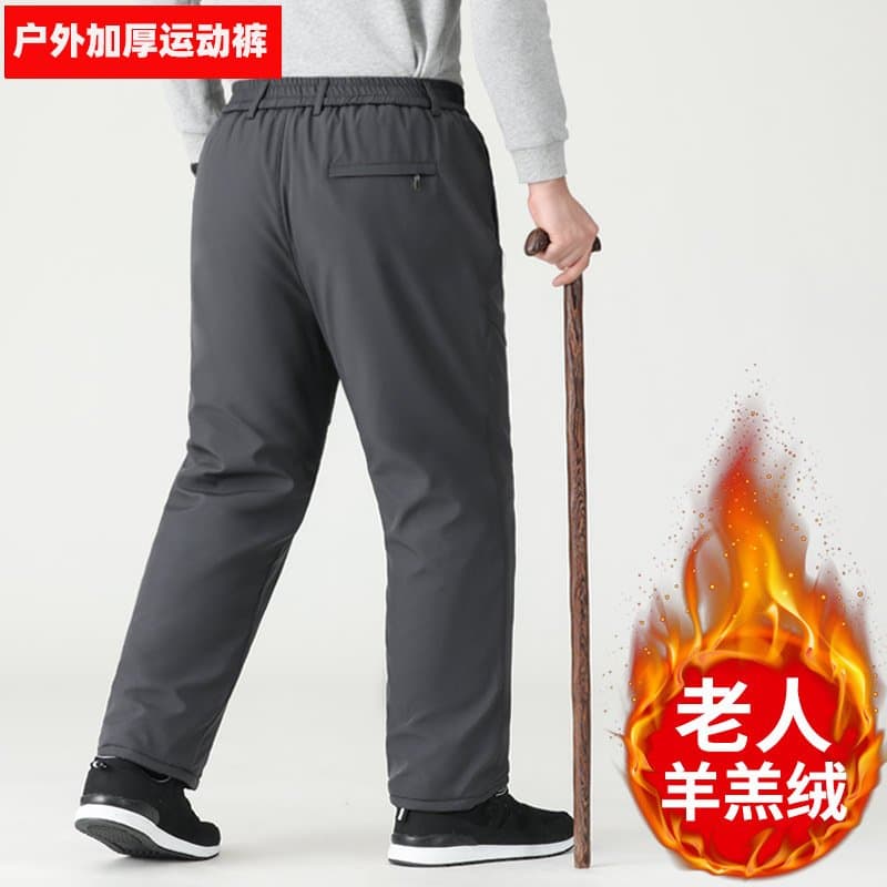 中老年加绒加厚保暖裤 松紧高腰