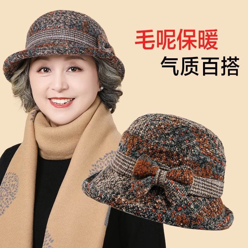中老年女士毛呢渔夫帽 秋冬保暖