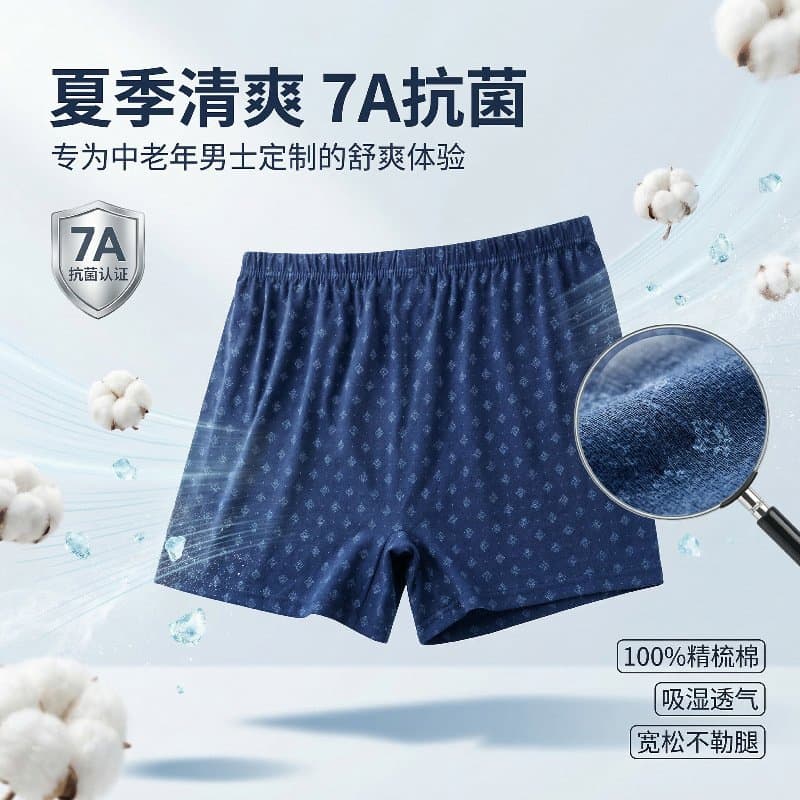 中老年男士纯棉内裤 宽松透气