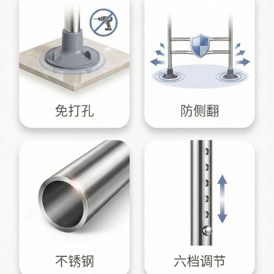 免打孔马桶增高扶手架 六档可调