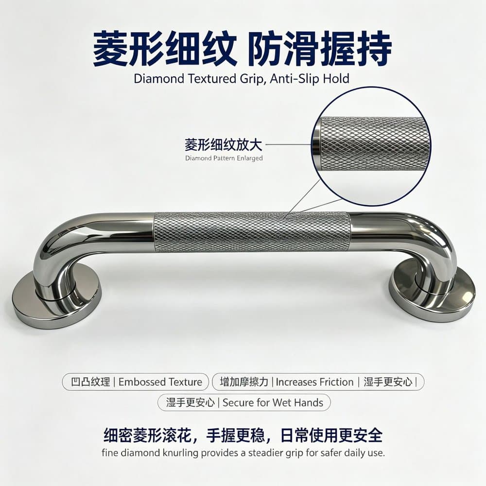 不锈钢卫生间防滑扶手 网纹好握