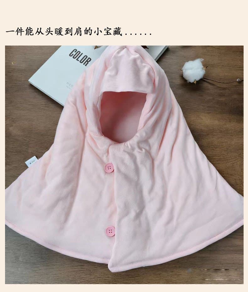 纯棉睡觉保暖头套帽 连肩护颈