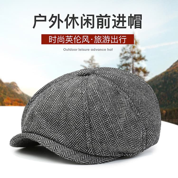 中老年毛呢八角帽 秋冬保暖