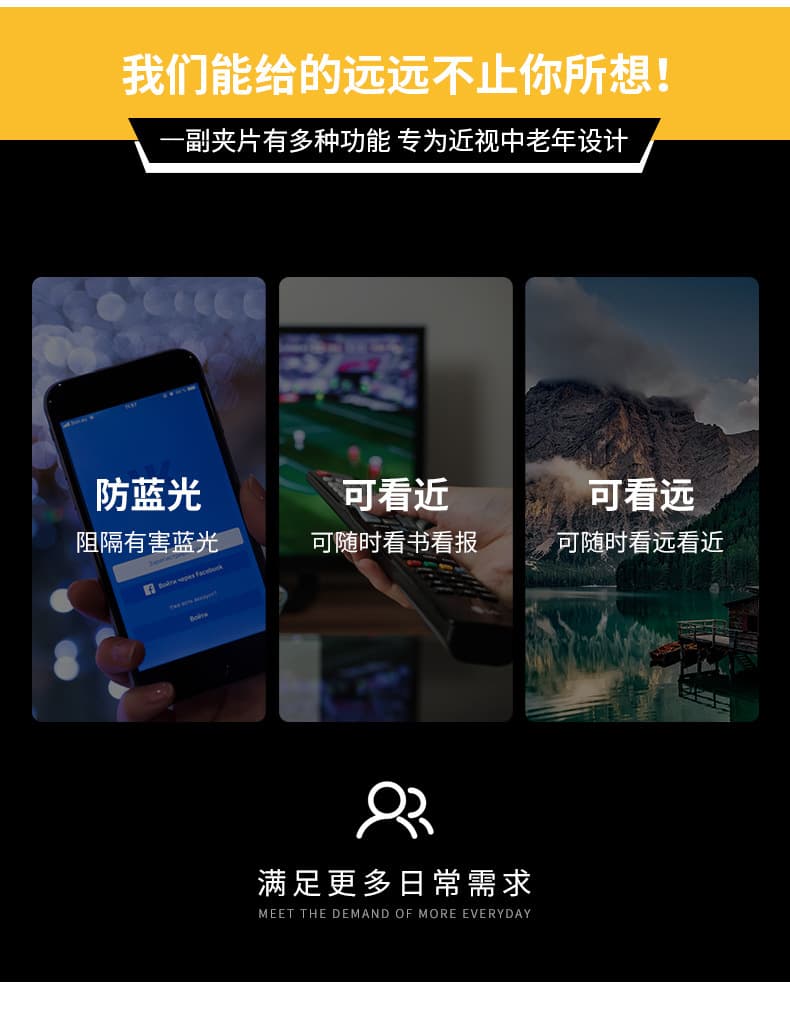 老花夹片 近视镜上加戴