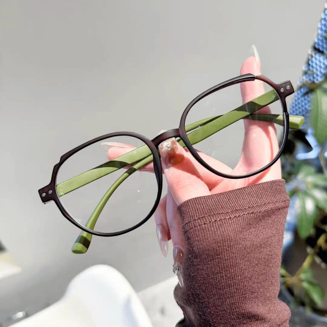 大框防蓝光老花镜 砂茶色