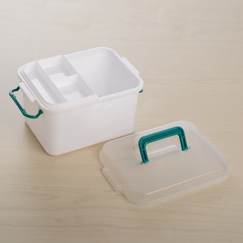 双层塑料药箱 带盖收纳箱
