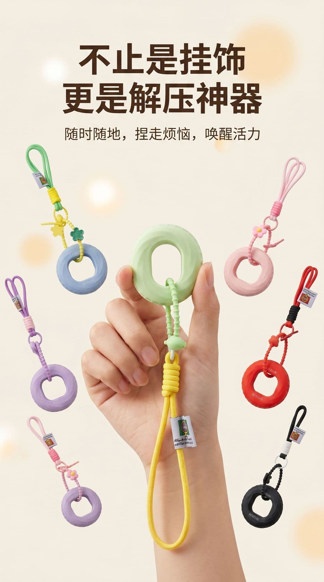 双力度握力圈 带挂坠