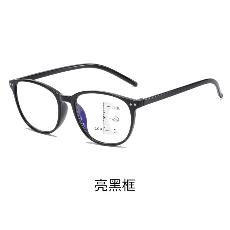 渐进多焦点老花镜 防蓝光亮黑框