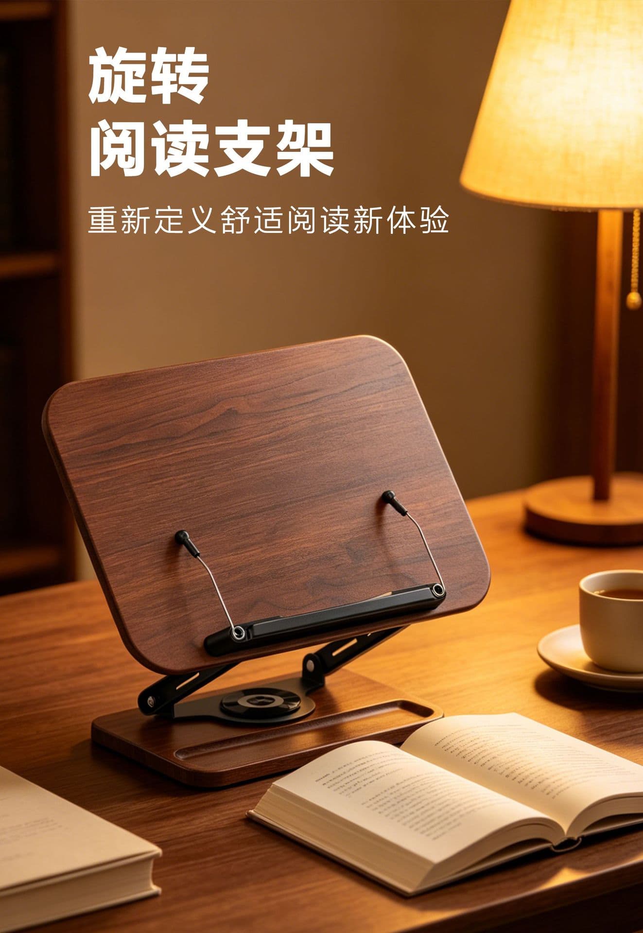 木纹质感旋转阅读架(颜色随机)