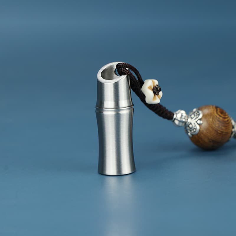 不锈钢密封药盒 防潮竹节款