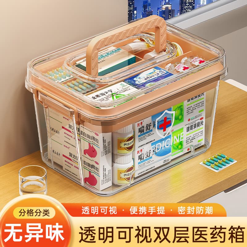 多层透明家用药箱(颜色随机)