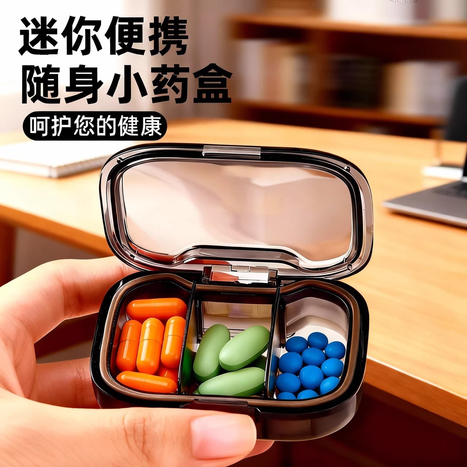 迷你三格药盒(颜色随机)