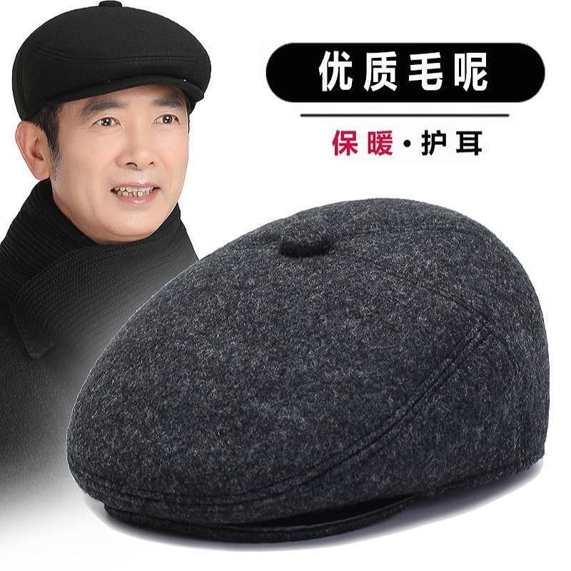 中老年男士冬季保暖鸭舌帽 护耳