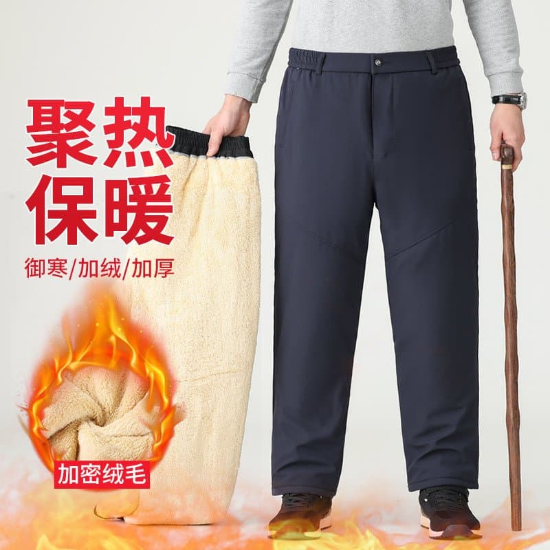 中老年加绒加厚保暖裤 松紧高腰