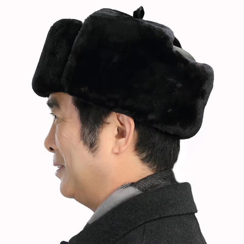 中老年男士加绒护耳雷锋帽
