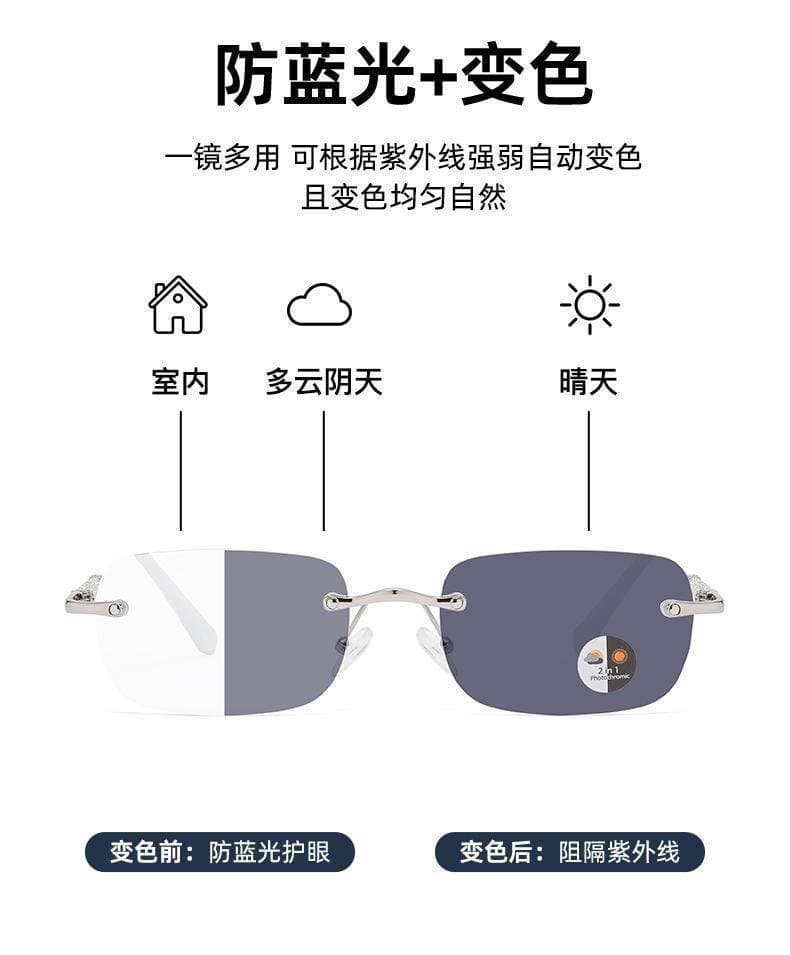 无框防蓝光变色老花镜 轻巧