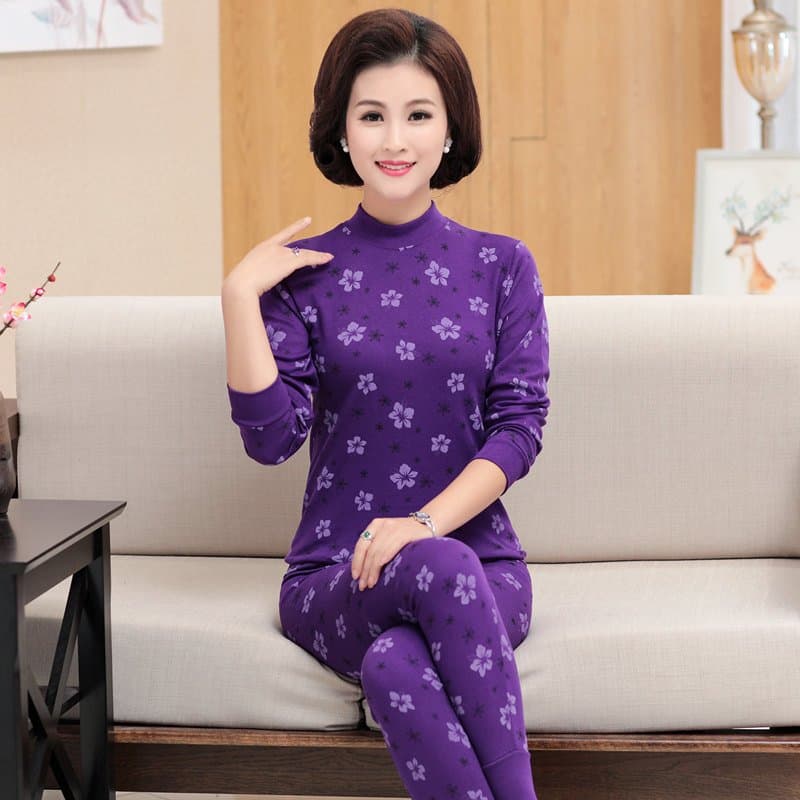 中老年女士纯棉秋衣秋裤套装 保暖内衣