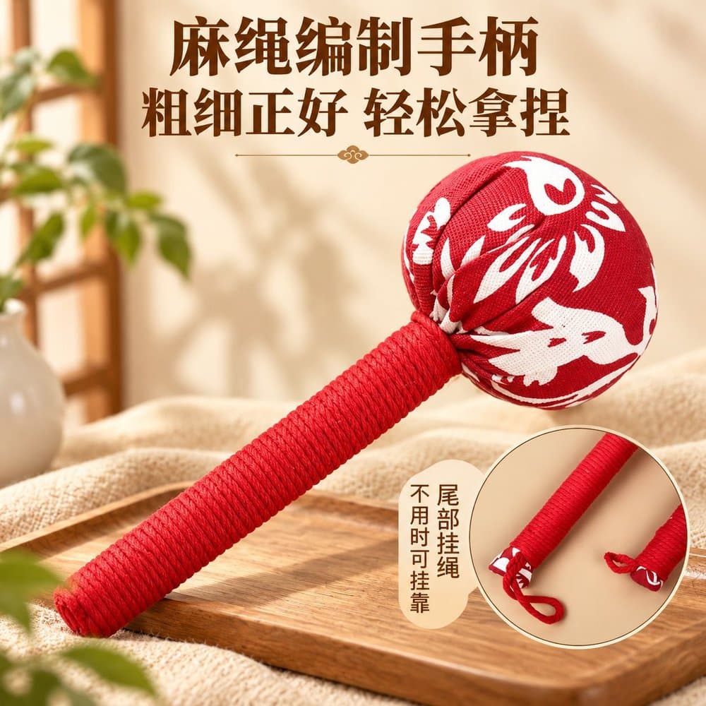 手持艾草拍打锤 花布按摩放松锤