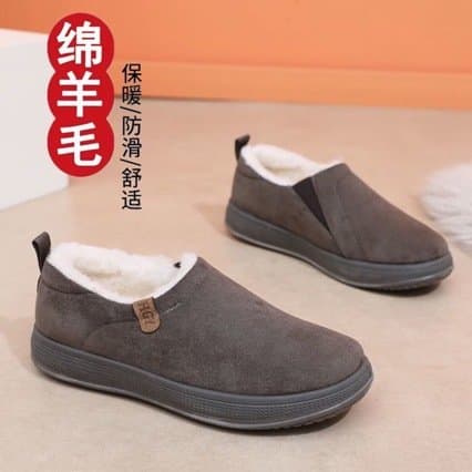 中老年加绒保暖棉鞋 软底一脚蹬
