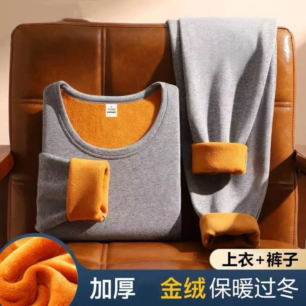 中老年加绒保暖内衣套装