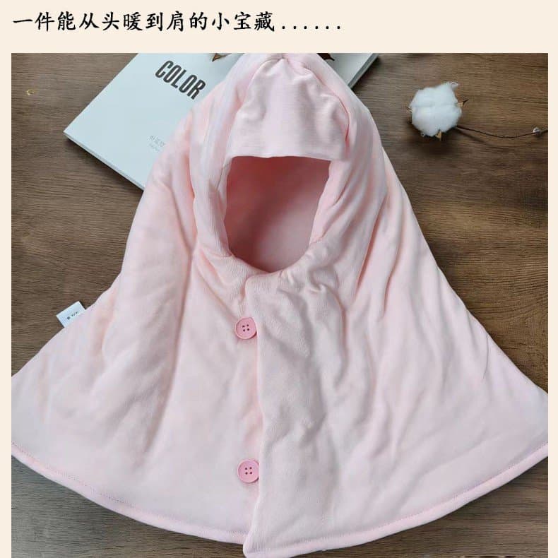 纯棉睡觉保暖头套帽 连肩护颈