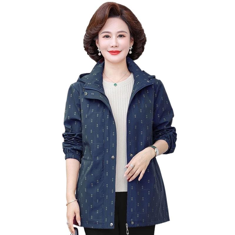 中老年女式春秋风衣外套 连帽