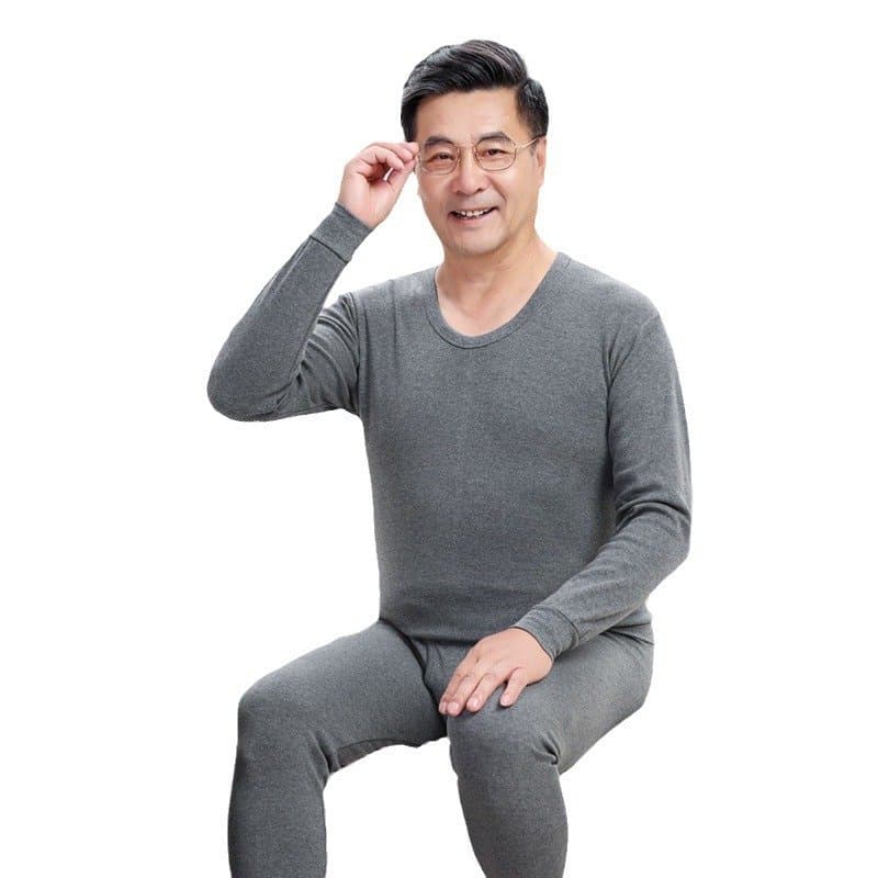 中老年男士纯棉秋衣秋裤套装 宽松