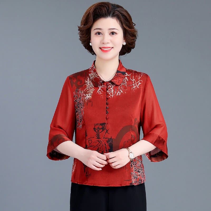 妈妈夏季七分袖上衣 可选套装