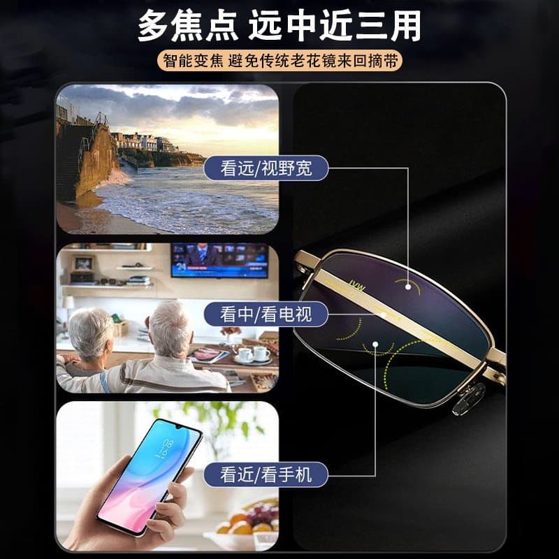折叠便携多焦点老花镜