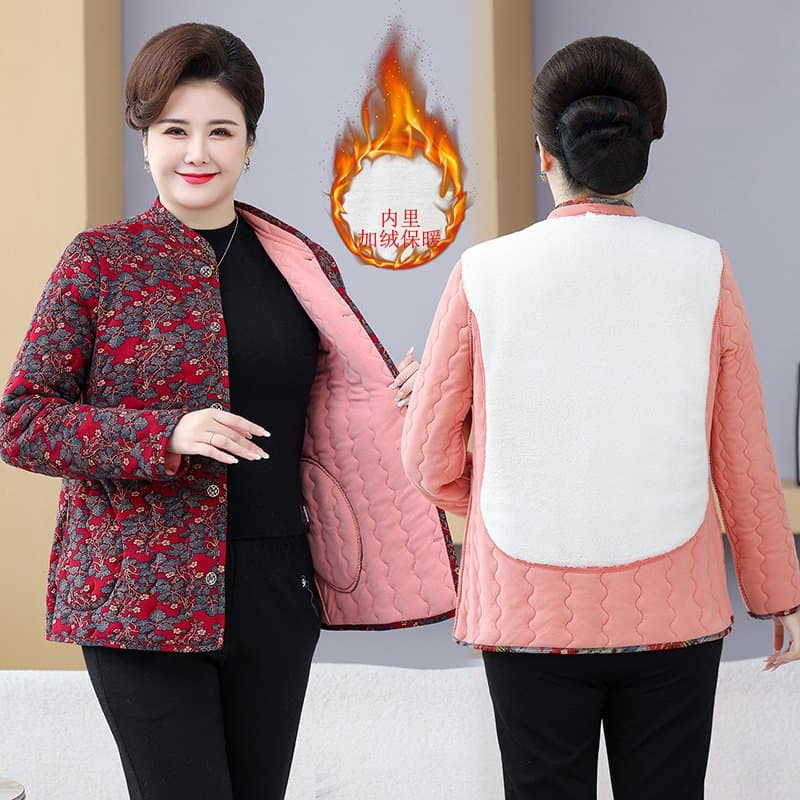 中老年女士加肥大码加绒小棉袄