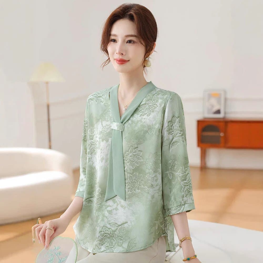 中老年女士七分袖上衣 夏季