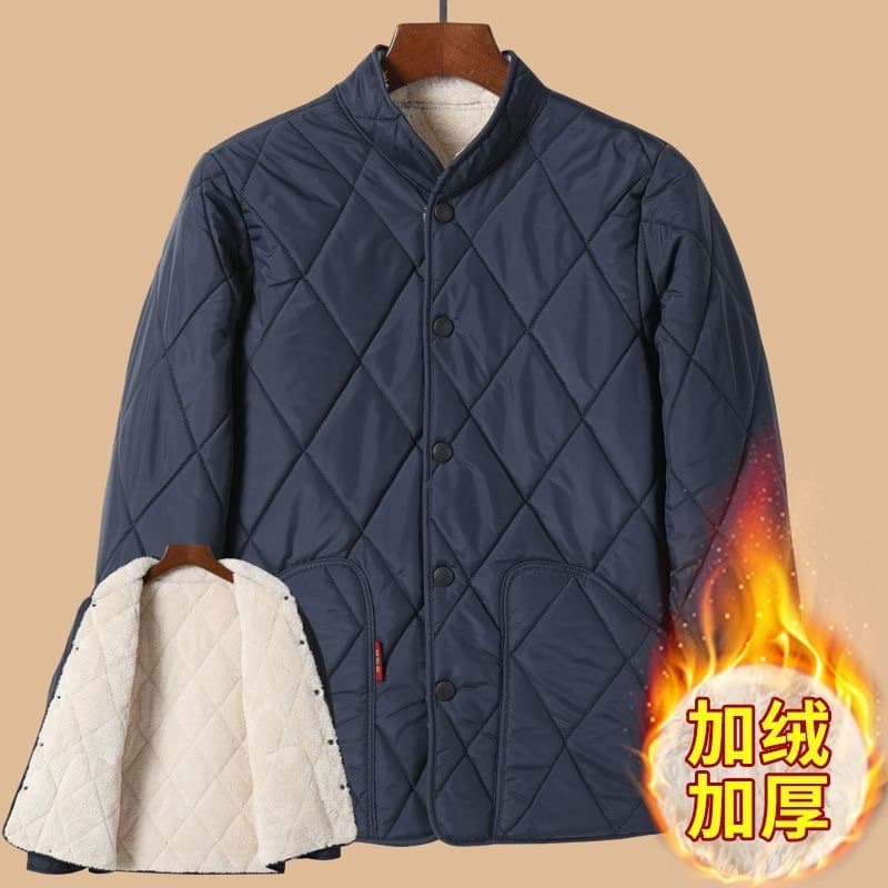 老年男士加绒棉袄 保暖立领