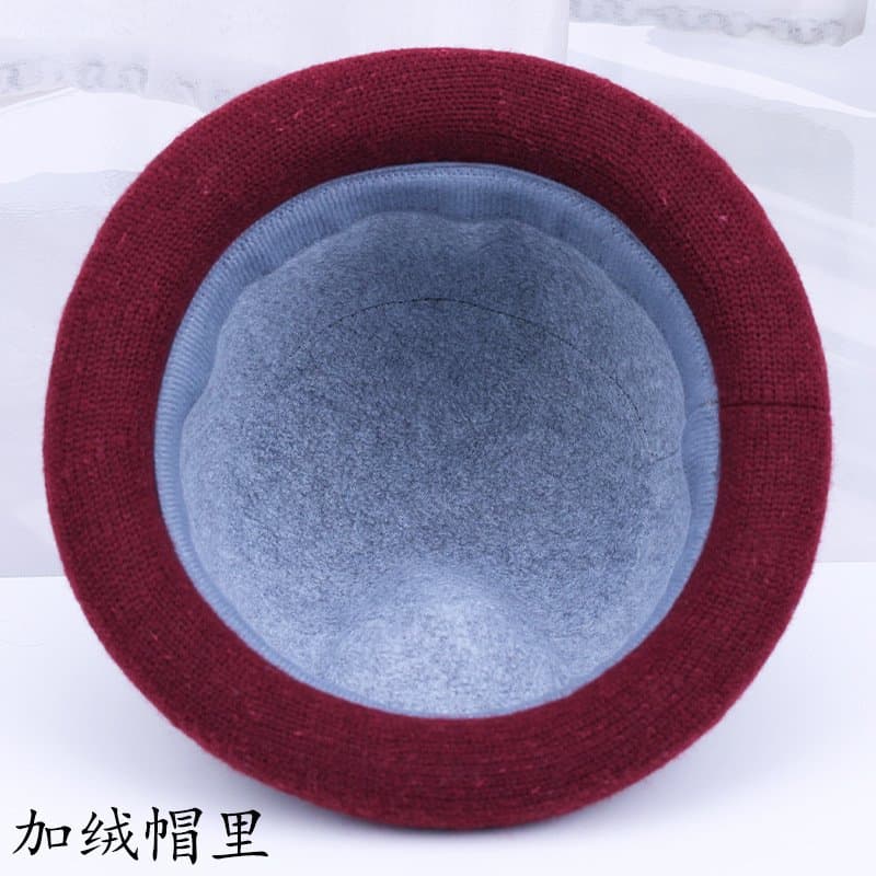 中老年女士加绒盆帽 冬季保暖
